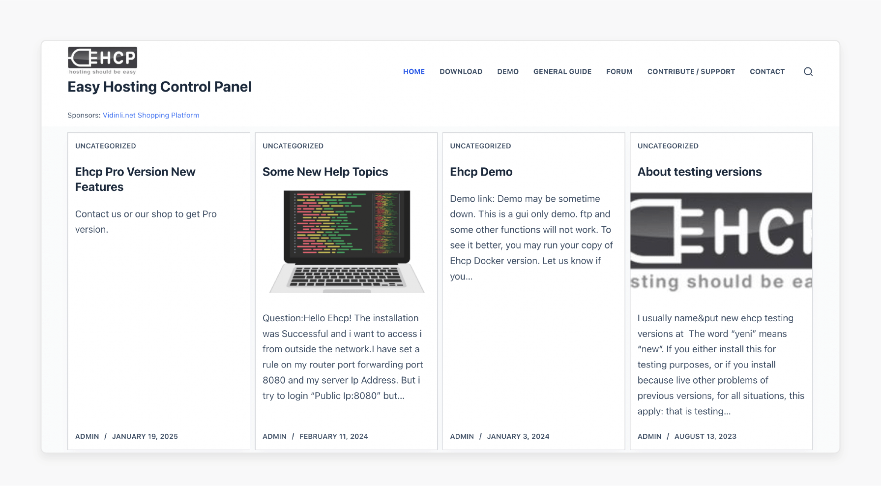 easy hosting control panel dashboard for managing domains, email accounts, and databases