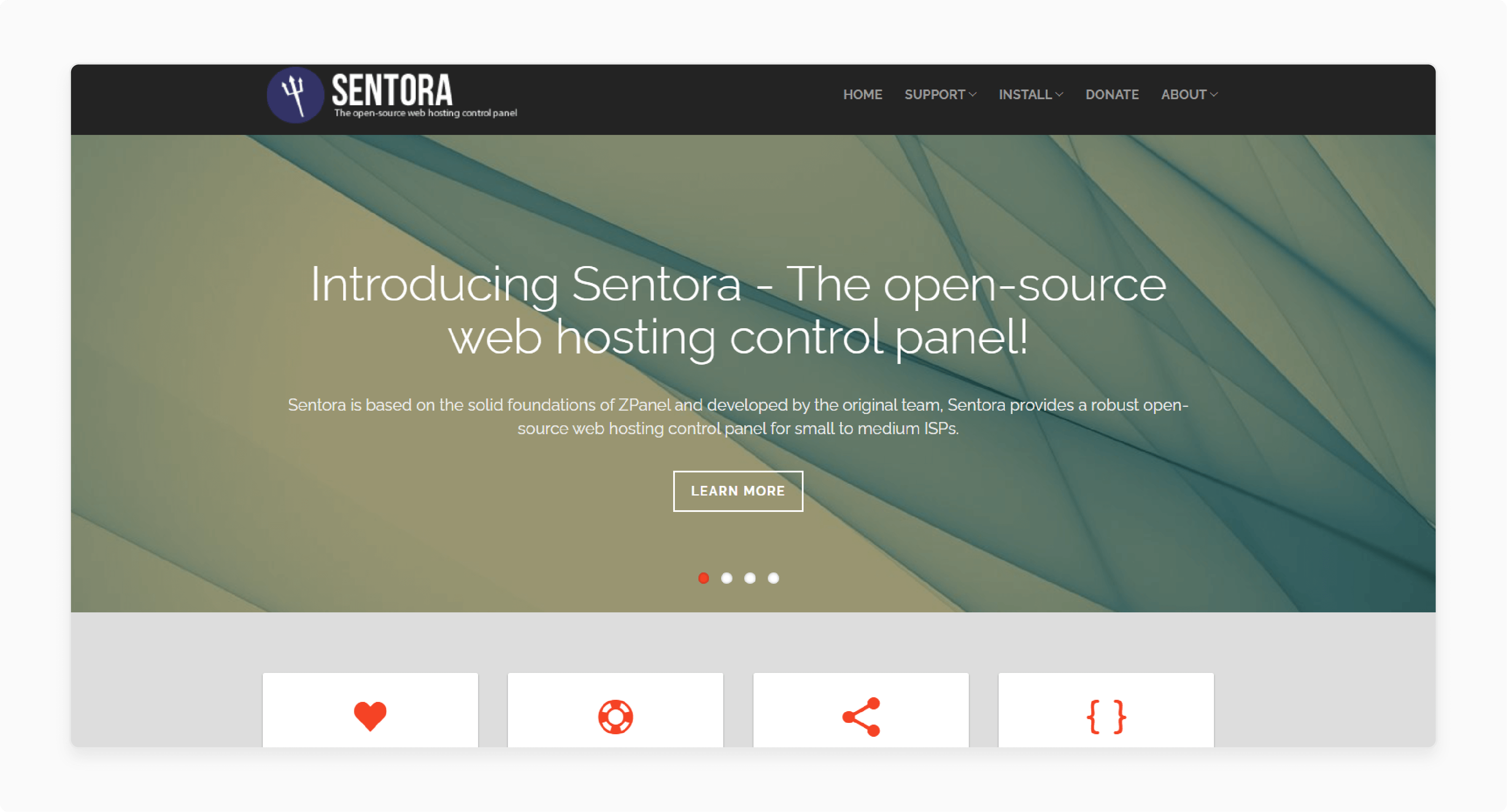 Sentora interface for hosting and domains