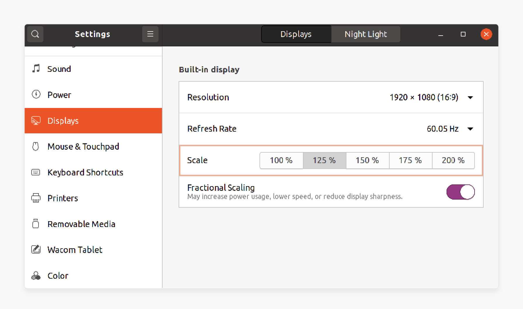 Fractional scaling in Ubuntu 20.04 for high-resolution displays