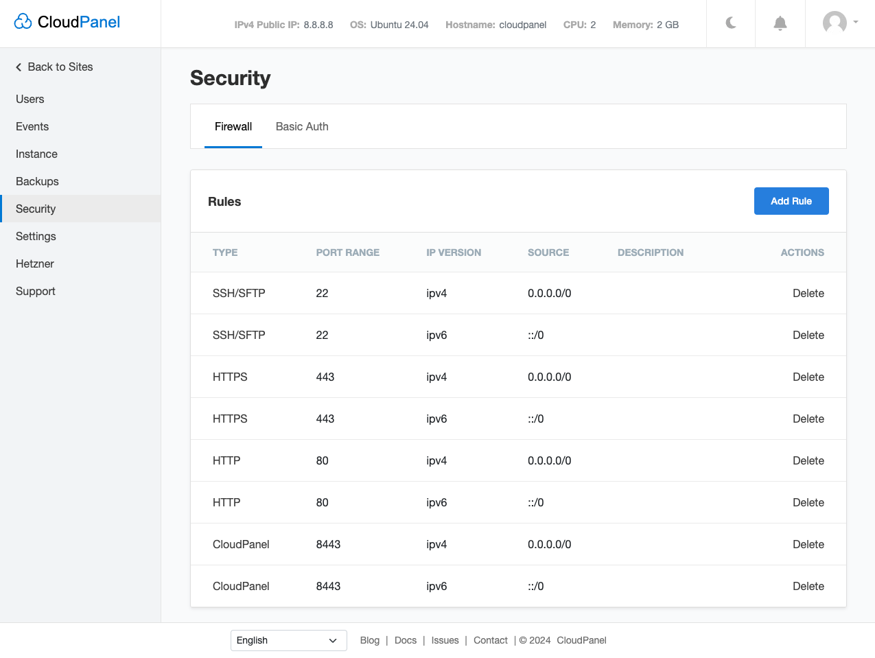 Pre-Configured UFW rules