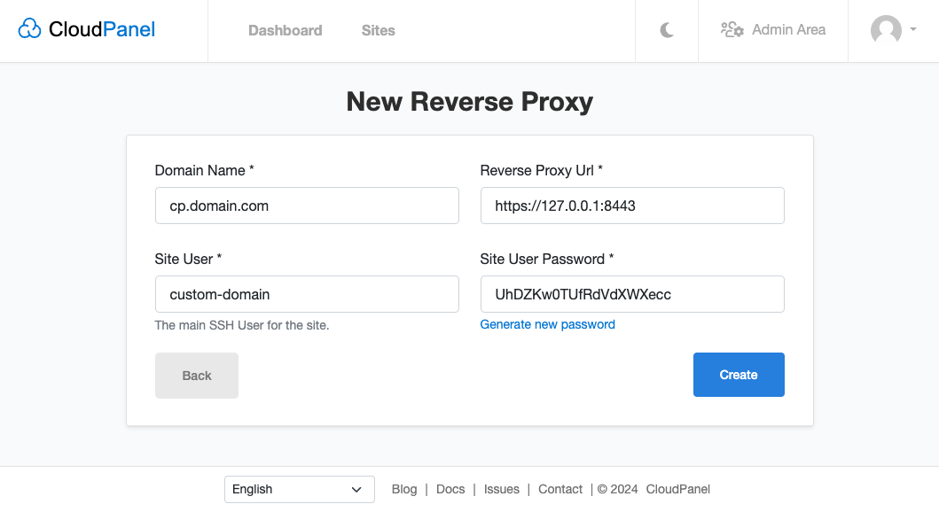 CloudPanel Custom Domain via Reverse Proxy