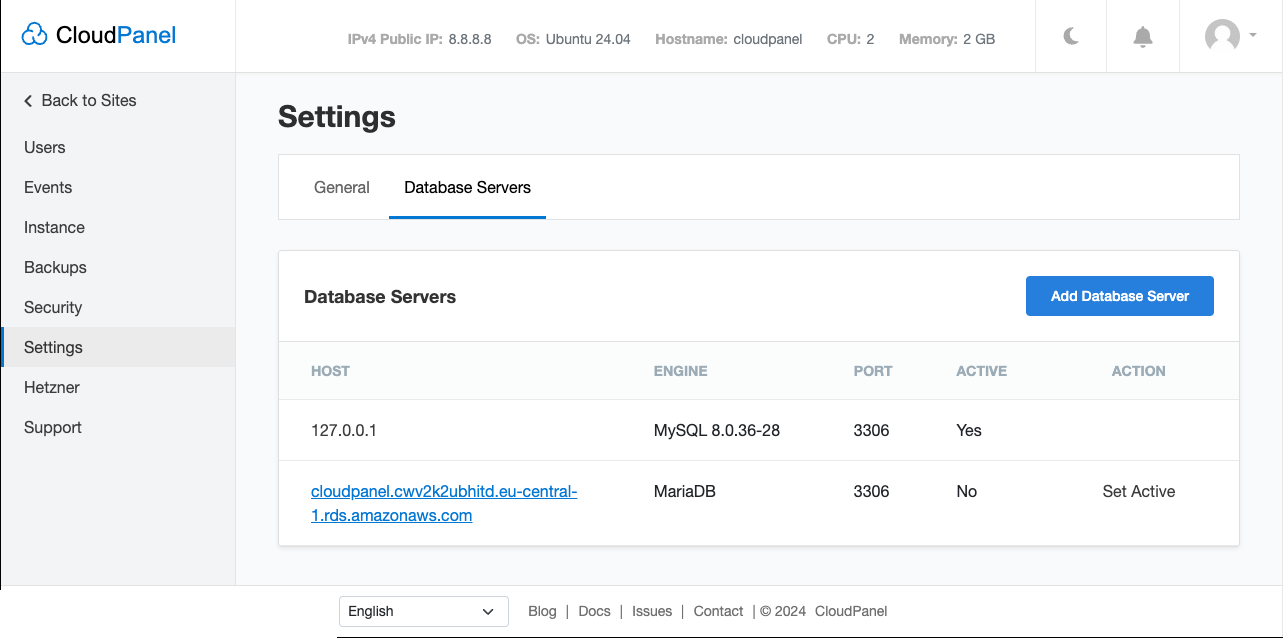 Delete Database Server