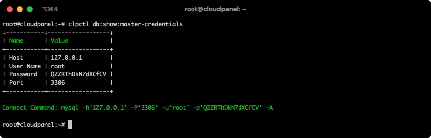 Database Master Credentials