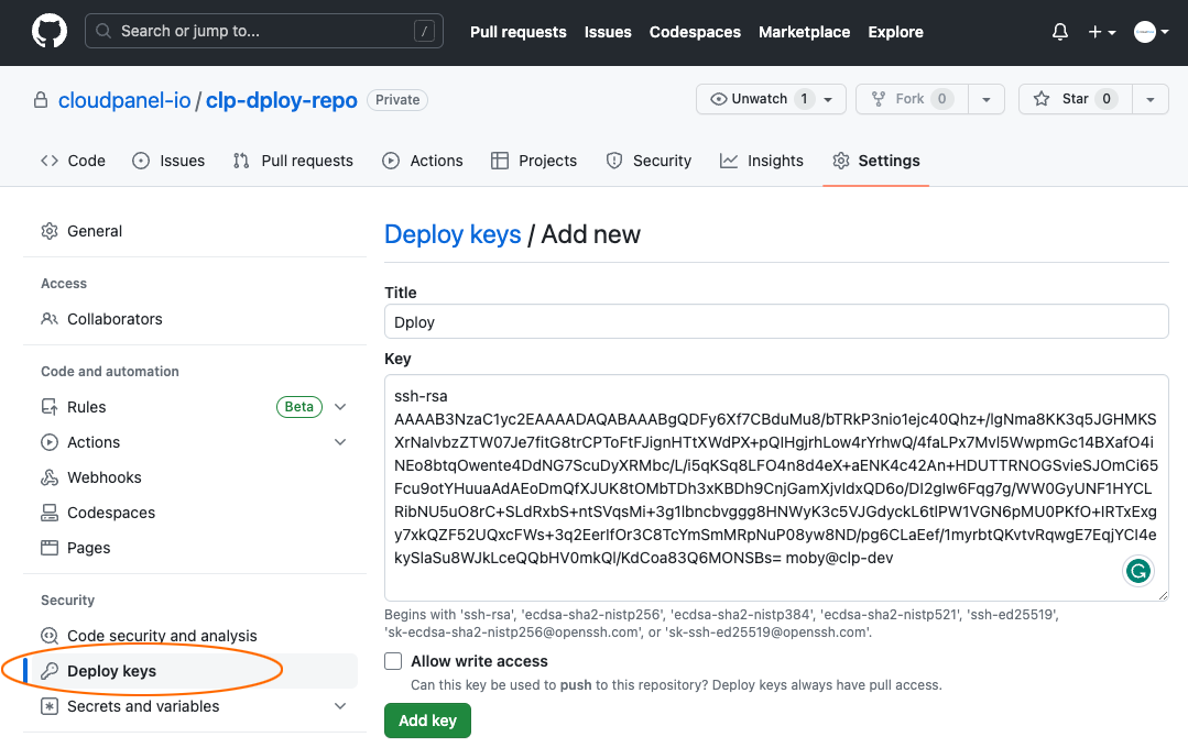 Github Deploy Keys