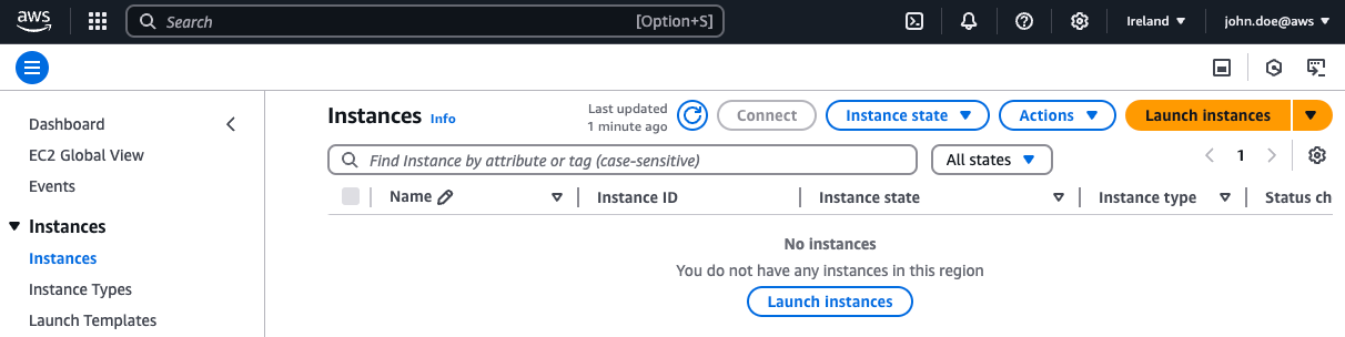Click on the Launch Instances Button