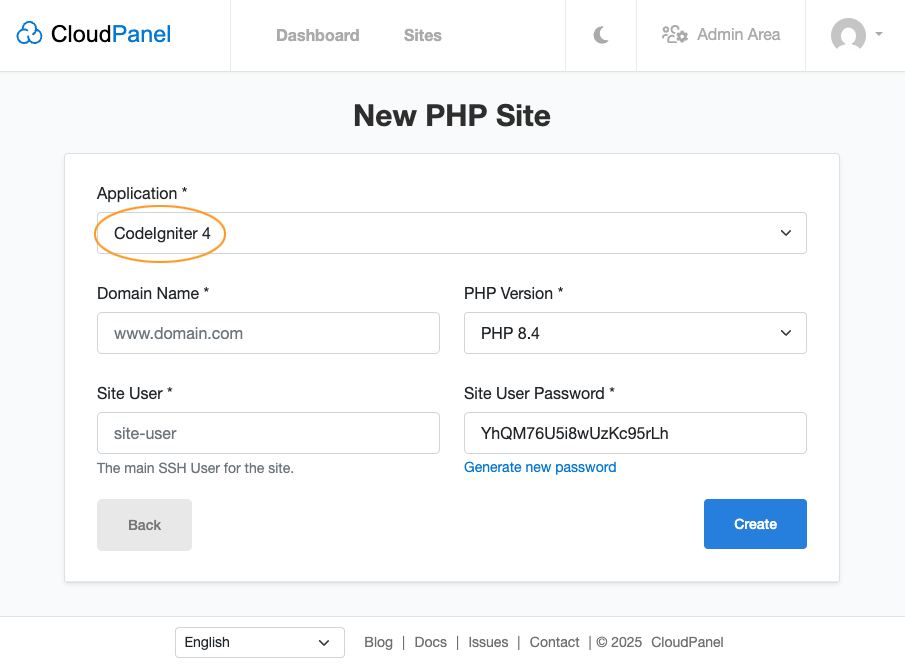 Create a CodeIgniter Site
