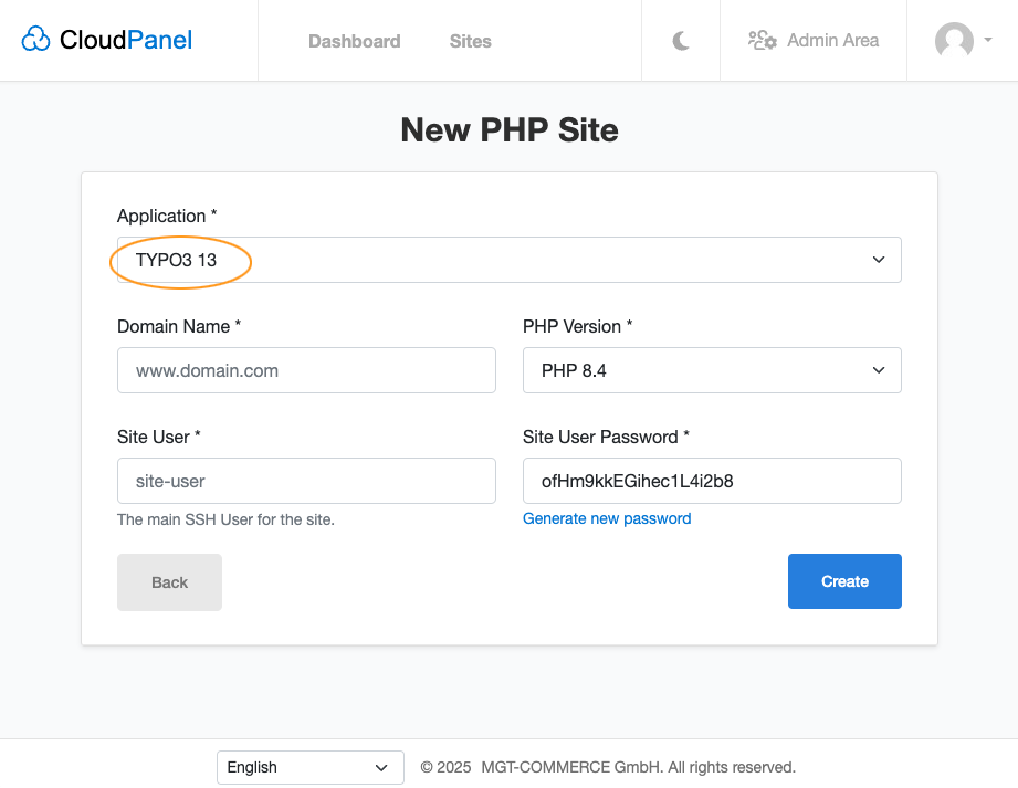 Create a TYPO3 Site